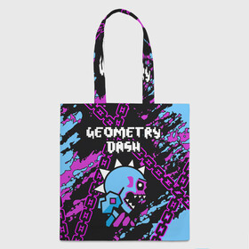 Шоппер 3D с принтом Geometry Dash в городе Новоалтайск, 100% полиэстер | Плотность: 200 г/м2; Размер: 34×35 см; Высота лямок: 30 см | 2d | android | computer game | geometry dash | андроид | геометрия даш | игра | компьютерная
