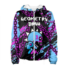 Женская куртка 3D с принтом Geometry Dash в городе Новоалтайск, ткань верха — 100% полиэстер, подклад — флис | прямой крой, подол и капюшон оформлены резинкой с фиксаторами, два кармана без застежек по бокам, один большой потайной карман на груди. Карман на груди застегивается на липучку | 2d | android | computer game | geometry dash | андроид | геометрия даш | игра | компьютерная
