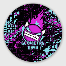 Коврик для мышки круглый с принтом Geometry Dash в городе Новоалтайск, резина и полиэстер | круглая форма, изображение наносится на всю лицевую часть | 2d | android | computer game | geometry dash | андроид | геометрия даш | игра | компьютерная