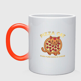 Кружка хамелеон с принтом Pizza Cat в городе Новоалтайск, керамика | меняет цвет при нагревании, емкость 330 мл | Тематика изображения на принте: animal | cat | cute | kitty | meow | pizza | друг | еда | животные | киска | китти | кот | котенок | котик | котэ | кошечка | кошка | милый | мур | мяу | питомец | пицца | тигр