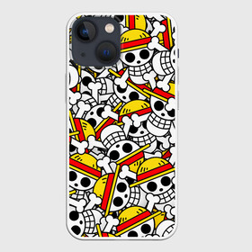 Чехол для iPhone 13 mini с принтом ONE PIECE   ВАН ПИС   УЗОР в городе Новоалтайск,  |  | anime | one piece | pattern. | skull | аниме | ван пис | манга | мультфильм | скелет | узор | череп | японская анимация