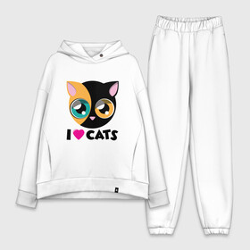 Женский костюм хлопок Oversize с принтом I Love Cats в городе Новоалтайск,  |  | animal | cat | cute | kitty | love | meow | друг | животные | киска | китти | кот | котенок | котик | котэ | кошечка | кошка | милый | мур | мяу | питомец | тигр