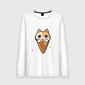 Мужской лонгслив хлопок с принтом Ice Cream Cat в городе Новоалтайск, 100% хлопок |  | animal | cat | cute | kitty | meow | друг | животные | киска | китти | кот | котенок | котик | котэ | кошечка | кошка | милый | мороженое | мур | мяу | питомец | тигр