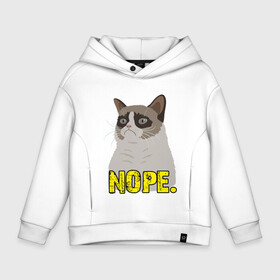 Детское худи Oversize хлопок с принтом Nope Cat в городе Новоалтайск, френч-терри — 70% хлопок, 30% полиэстер. Мягкий теплый начес внутри —100% хлопок | боковые карманы, эластичные манжеты и нижняя кромка, капюшон на магнитной кнопке | animal | cat | cute | kitty | meow | друг | животные | киска | китти | кот | котенок | котик | котэ | кошечка | кошка | милый | мур | мяу | питомец | тигр