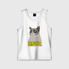 Детская майка хлопок с принтом Nope Cat в городе Новоалтайск,  |  | animal | cat | cute | kitty | meow | друг | животные | киска | китти | кот | котенок | котик | котэ | кошечка | кошка | милый | мур | мяу | питомец | тигр
