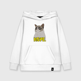 Детская толстовка хлопок с принтом Nope Cat в городе Новоалтайск, 100% хлопок | Круглый горловой вырез, эластичные манжеты, пояс, капюшен | animal | cat | cute | kitty | meow | друг | животные | киска | китти | кот | котенок | котик | котэ | кошечка | кошка | милый | мур | мяу | питомец | тигр