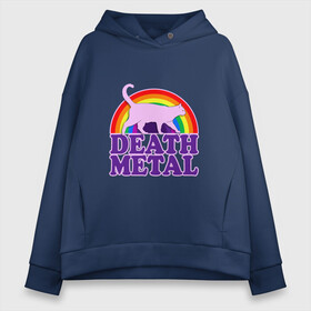 Женское худи Oversize хлопок с принтом Death Melal Cat в городе Новоалтайск, френч-терри — 70% хлопок, 30% полиэстер. Мягкий теплый начес внутри —100% хлопок | боковые карманы, эластичные манжеты и нижняя кромка, капюшон на магнитной кнопке | animal | cat | cute | kitty | meow | друг | животные | киска | китти | кот | котенок | котик | котэ | кошечка | кошка | металл | милый | музыка | мур | мяу | питомец | радуга | рок | тигр