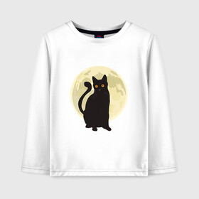 Детский лонгслив хлопок с принтом Moon Cat в городе Новоалтайск, 100% хлопок | круглый вырез горловины, полуприлегающий силуэт, длина до линии бедер | animal | cat | cute | kitty | meow | друг | животные | киска | китти | космос | кот | котенок | котик | котэ | кошечка | кошка | луна | милый | мур | мяу | питомец | тигр