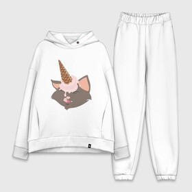 Женский костюм хлопок Oversize с принтом Сладкий котик в городе Новоалтайск,  |  | animal | cat | cute | kitty | meow | друг | животные | киска | китти | кот | котенок | котик | котэ | кошечка | кошка | милый | мороженое | мур | мяу | питомец | тигр
