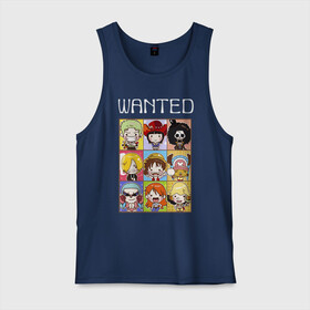 Мужская майка хлопок с принтом ONE PIECE WANTED / ВАН ПИС в городе Новоалтайск, 100% хлопок |  | anime | one piece | skull | wanted. | аниме | ван пис | манга | мультфильм | розыск | скелет | череп | японская анимация