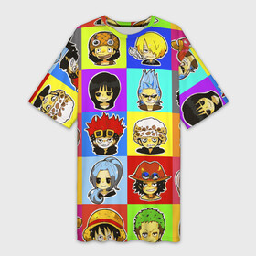 Платье-футболка 3D с принтом ONE PIECE   ВАН ПИС   УЗОР в городе Новоалтайск,  |  | anime | one piece | pattern | skull | аниме | ван пис | все персонажи. | манга | мультфильм | персонажи | скелет | узор | череп | японская анимация