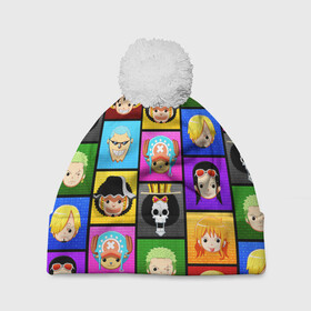 Шапка 3D c помпоном с принтом ONE PIECE / ВАН ПИС / ГЕРОИ в городе Новоалтайск, 100% полиэстер | универсальный размер, печать по всей поверхности изделия | anime | heroes | one piece | pattern | skull | wanted | аниме | ван пис | герои | манга | мультфильм | персонажи. | розыск | скелет | узор | череп | японская анимация