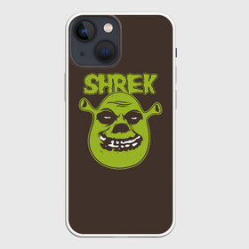 Чехол для iPhone 13 mini с принтом Shrek. True Ogre в городе Новоалтайск,  |  | Тематика изображения на принте: charming | donkey | fiona | forever | gonna | is | me | once | pinocchio | roll | shrek | somebody | the | told | world | артур | в | гарольд | дракон | кот | лорд | мерлин | навсегда | огр | осел | пиноккио | пряник | сапогах | фаркуад | фиона