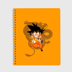 Тетрадь с принтом Kid Goku в городе Новоалтайск, 100% бумага | 48 листов, плотность листов — 60 г/м2, плотность картонной обложки — 250 г/м2. Листы скреплены сбоку удобной пружинной спиралью. Уголки страниц и обложки скругленные. Цвет линий — светло-серый
 | anime | dragon ball | аниме | анимэ | драгон бал | дрэгон бол | жемчуг дракона