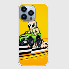 Чехол для iPhone 13 Pro с принтом Мультяшный гонщик на джипе в городе Новоалтайск,  |  | race | racer | водитель | водителю | гонка | гонщик | джип | мультик | мультяшный
