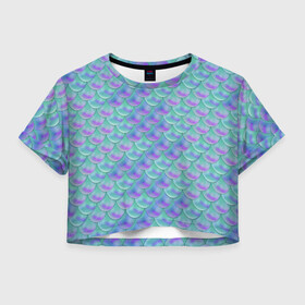 Женская футболка Crop-top 3D с принтом РУСАЛКА | ЧЕШУЯ в городе Новоалтайск, 100% полиэстер | круглая горловина, длина футболки до линии талии, рукава с отворотами | Тематика изображения на принте: броня из чешуи | голубая чешуя | дракон | костюм русалки | розовая чешуя | русалка | синяя чешуя | фиолетовая чешуя | чешуя дракона | чешуя русалки | чешуя рыбы
