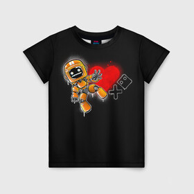 Детская футболка 3D с принтом K-VRC | Love Death and Robots в городе Новоалтайск, 100% гипоаллергенный полиэфир | прямой крой, круглый вырез горловины, длина до линии бедер, чуть спущенное плечо, ткань немного тянется | death | heart | hearts | k vrc | ldr | logo | love | netflix | robots | smile | анимация | кино | лого | лср | любовь | нетфликс | роботы | сердце | сериал | смайл | смайлик