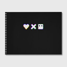 Альбом для рисования с принтом Love Death and Robots (Glitch) в городе Новоалтайск, 100% бумага
 | матовая бумага, плотность 200 мг. | Тематика изображения на принте: death | glitch | heart | ldr | logo | love | netflix | robots | smile | анимация | глитч | глич | кино | лого | лср | любовь | нетфликс | роботы | сердце | сериал | смайл | смайлик