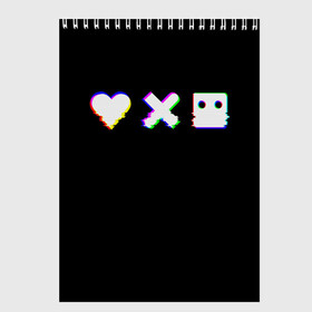 Скетчбук с принтом Love Death and Robots (Glitch) в городе Новоалтайск, 100% бумага
 | 48 листов, плотность листов — 100 г/м2, плотность картонной обложки — 250 г/м2. Листы скреплены сверху удобной пружинной спиралью | Тематика изображения на принте: death | glitch | heart | ldr | logo | love | netflix | robots | smile | анимация | глитч | глич | кино | лого | лср | любовь | нетфликс | роботы | сердце | сериал | смайл | смайлик