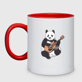 Кружка двухцветная с принтом Панда гитарист | Panda Guitar в городе Новоалтайск, керамика | объем — 330 мл, диаметр — 80 мм. Цветная ручка и кайма сверху, в некоторых цветах — вся внутренняя часть | acoustic | bear | bears | china | chineese panda | guitarist | music | акустическая гитара | гитара | китай | китайская панда | косолапый | медведь | медвежонок | милая панда | мишка | музыка | музыкант | пандочка | пандочки
