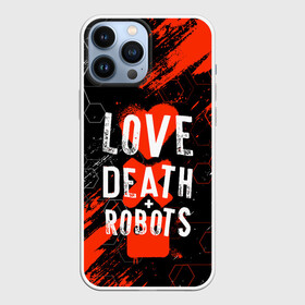 Чехол для iPhone 13 Pro Max с принтом ЛЮБОВЬ СМЕРТЬ И РОБОТЫ   СОТЫ в городе Новоалтайск,  |  | Тематика изображения на принте: 1 сезон | 2 сезон | logo | love death and robots | netflix | pattern | анимационный сериал | логотип | мультфильм | нетфликс | оранжевый | сериал | соты | техно. | узор