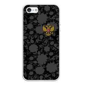 Чехол для iPhone 5/5S матовый с принтом Герб России Хохлома в городе Новоалтайск, Силикон | Область печати: задняя сторона чехла, без боковых панелей | country | eagle | russia | герб | двуглавый | орел | россия | страна | флаг | хохлома