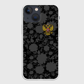Чехол для iPhone 13 mini с принтом Герб России Хохлома в городе Новоалтайск,  |  | country | eagle | russia | герб | двуглавый | орел | россия | страна | флаг | хохлома