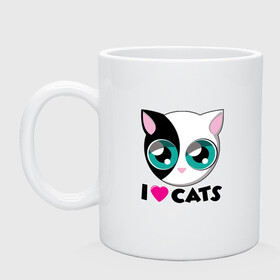 Кружка керамическая с принтом I Love Cats в городе Новоалтайск, керамика | объем — 330 мл, диаметр — 80 мм. Принт наносится на бока кружки, можно сделать два разных изображения | animal | cat | cute | kitty | love | meow | друг | животные | киска | китти | кот | котенок | котик | котэ | кошечка | кошка | люблю | любовь | милый | мур | мяу | питомец | тигр