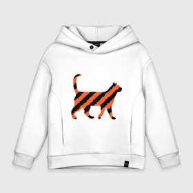Детское худи Oversize хлопок с принтом Black-Orange Cat в городе Новоалтайск, френч-терри — 70% хлопок, 30% полиэстер. Мягкий теплый начес внутри —100% хлопок | боковые карманы, эластичные манжеты и нижняя кромка, капюшон на магнитной кнопке | animal | cat | cute | kitty | meow | друг | животные | киска | китти | кот | котенок | котик | котэ | кошечка | кошка | милый | мур | мяу | питомец | тигр
