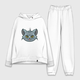 Женский костюм хлопок Oversize с принтом Забавный котик в городе Новоалтайск,  |  | animal | cat | cute | kitty | meow | друг | животные | киска | китти | кот | котенок | котик | котэ | кошечка | кошка | милый | мур | мяу | питомец | тигр