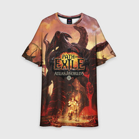 Детское платье 3D с принтом Path of Exile в городе Новоалтайск, 100% полиэстер | прямой силуэт, чуть расширенный к низу. Круглая горловина, на рукавах — воланы | computer | game | path of exile | игра | компьютерная | путь изгнания