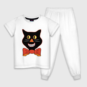 Детская пижама хлопок с принтом Smiling Cat в городе Новоалтайск, 100% хлопок |  брюки и футболка прямого кроя, без карманов, на брюках мягкая резинка на поясе и по низу штанин
 | animal | cat | cute | kitty | meow | друг | животные | киска | китти | кот | котенок | котик | котэ | кошечка | кошка | милый | мур | мяу | питомец | тигр