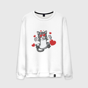 Мужской свитшот хлопок с принтом Love Cat в городе Новоалтайск, 100% хлопок |  | animal | cat | cute | kitty | love | meow | друг | животные | киска | китти | кот | котенок | котик | котэ | кошечка | кошка | люблю | любовь | милый | мур | мяу | питомец | сердце | тигр