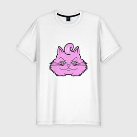Мужская футболка хлопок Slim с принтом Pink Cat в городе Новоалтайск, 92% хлопок, 8% лайкра | приталенный силуэт, круглый вырез ворота, длина до линии бедра, короткий рукав | animal | cat | cute | kitty | meow | друг | животные | киска | китти | кот | котенок | котик | котэ | кошечка | кошка | милый | мур | мяу | питомец | тигр