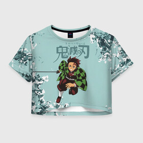 Женская футболка Crop-top 3D с принтом Танджиро Камадо Kimetsu no Yaiba в городе Новоалтайск, 100% полиэстер | круглая горловина, длина футболки до линии талии, рукава с отворотами | demon slayer | kamado | kimetsu no yaiba | nezuko | tanjiro | аниме | гию томиока | зеницу агацума | иноске хашибира | камадо | клинок | корзинная девочка | манга | музан кибуцуджи | незуко | рассекающий демонов | танджиро