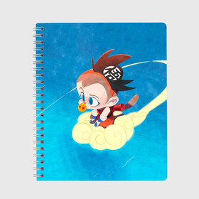 Тетрадь с принтом Baby Goku в городе Новоалтайск, 100% бумага | 48 листов, плотность листов — 60 г/м2, плотность картонной обложки — 250 г/м2. Листы скреплены сбоку удобной пружинной спиралью. Уголки страниц и обложки скругленные. Цвет линий — светло-серый
 | anime | dragon ball | аниме | анимэ | драгон бал | дрэгон бол | жемчуг дракона