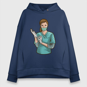 Женское худи Oversize хлопок с принтом Медсестра | Nurse (Z) в городе Новоалтайск, френч-терри — 70% хлопок, 30% полиэстер. Мягкий теплый начес внутри —100% хлопок | боковые карманы, эластичные манжеты и нижняя кромка, капюшон на магнитной кнопке | health worker | hospital attendant | medic | nurse | nursing | бикса | врач | доктор | медицина | медицинская сестра | медицинский персонал | медичка | медработник | медсестра | палатная | санитарка | фельдшер