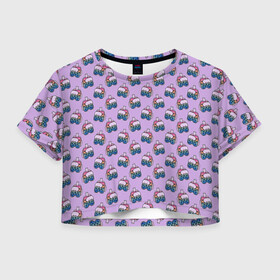 Женская футболка Crop-top 3D с принтом Among Us | Коктейль в городе Новоалтайск, 100% полиэстер | круглая горловина, длина футболки до линии талии, рукава с отворотами | among | among us | among us imposter | among us impostor | among us импостер | among us импостор | among us космос | амонг ас | новогодний among us