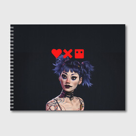 Альбом для рисования с принтом Love, Death and Robots | Lora (Z) в городе Новоалтайск, 100% бумага
 | матовая бумага, плотность 200 мг. | Тематика изображения на принте: death | lora | love | love death robots | netflix | robots | vedeathrobots | xbot 4000 | лора | любовь | нетфликс | роботы | сериал | сериалы