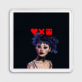 Магнит 55*55 с принтом Love, Death and Robots | Lora (Z) в городе Новоалтайск, Пластик | Размер: 65*65 мм; Размер печати: 55*55 мм | death | lora | love | love death robots | netflix | robots | vedeathrobots | xbot 4000 | лора | любовь | нетфликс | роботы | сериал | сериалы