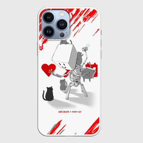 Чехол для iPhone 13 Pro Max с принтом Love, Death and Cats | Любов, смерть и котики (Z) в городе Новоалтайск,  |  | Тематика изображения на принте: death | love | love death robots | netflix | robots | vedeathrobots | xbot 4000 | любовь | нетфликс | роботы | сериал | сериалы