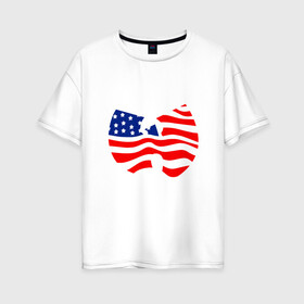 Женская футболка хлопок Oversize с принтом Wu-Tang USA в городе Новоалтайск, 100% хлопок | свободный крой, круглый ворот, спущенный рукав, длина до линии бедер
 | black | hiphop | method man | music | new york | nyc | odb | old school | rap | rza | usa | wu tang clan | wutang | ву тэнг | граффити | микрофон | музыка | нью йорк | рэп | рэпер | сша | хипхоп