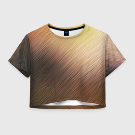 Женская футболка Crop-top 3D с принтом Texture Sun Glare в городе Новоалтайск, 100% полиэстер | круглая горловина, длина футболки до линии талии, рукава с отворотами | background | dark | gold | gradient | light | lines | paints | ripples | sun | sunny | texture | waves | white | белый | волны | градиент | золото | линии | полосы | пятна | пятно | рябь | светлый | солнечные | солнечный | солнце | текстура | темная