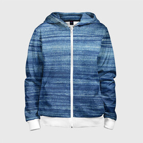 Детская толстовка 3D на молнии с принтом Texture Denim в городе Новоалтайск, 100% полиэстер |  манжеты и пояс оформлены широкой мягкой резинкой, двухслойный капюшон со шнурком для регулировки, спереди карманы и застежка-молния
 | background | blue | dark | denim | gradient | ice | jeans | paints | ripples | spot | spots | stripes | texture | white | белый | градиент | джинсы | лед | линии | полосы | пятна | пятно | светлый | синий | текстура | темная | ткань | тьма | фон