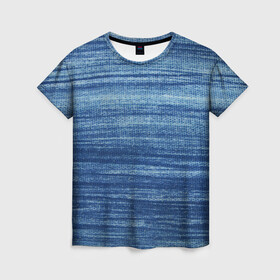 Женская футболка 3D с принтом Texture. Denim в городе Новоалтайск, 100% полиэфир ( синтетическое хлопкоподобное полотно) | прямой крой, круглый вырез горловины, длина до линии бедер | background | blue | dark | denim | gradient | ice | jeans | paints | ripples | spot | spots | stripes | texture | white | белый | градиент | джинсы | лед | линии | полосы | пятна | пятно | светлый | синий | текстура | темная | ткань | тьма | фон