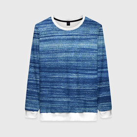 Женский свитшот 3D с принтом Texture. Denim в городе Новоалтайск, 100% полиэстер с мягким внутренним слоем | круглый вырез горловины, мягкая резинка на манжетах и поясе, свободная посадка по фигуре | background | blue | dark | denim | gradient | ice | jeans | paints | ripples | spot | spots | stripes | texture | white | белый | градиент | джинсы | лед | линии | полосы | пятна | пятно | светлый | синий | текстура | темная | ткань | тьма | фон