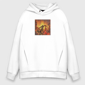 Мужское худи Oversize хлопок с принтом DOOM Вышивка в городе Новоалтайск, френч-терри — 70% хлопок, 30% полиэстер. Мягкий теплый начес внутри —100% хлопок | боковые карманы, эластичные манжеты и нижняя кромка, капюшон на магнитной кнопке | doom | eternal | вышивка | дум | игра | палач рока | пиксель арт