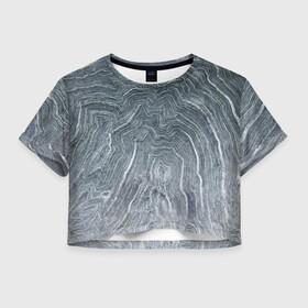 Женская футболка Crop-top 3D с принтом Negative Waves в городе Новоалтайск, 100% полиэстер | круглая горловина, длина футболки до линии талии, рукава с отворотами | background | chaos | dark | gradient | negative | paints | ripples | spot | spots | texture | wave | waves | white | белый | волны | градиент | лед | линии | полосы | пятна | пятно | светлый | синий | текстура | темная | фон