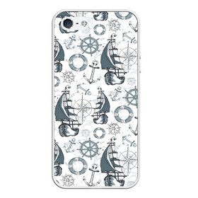 Чехол для iPhone 5/5S матовый с принтом Морской узор  Nautical Pattern в городе Новоалтайск, Силикон | Область печати: задняя сторона чехла, без боковых панелей | Тематика изображения на принте: anchor | anchors | lifebuoy | maritime | nautica | sail | sailboat | ship | ships | для моряков | компас | корабли | корабль | морская тематика | морской волк | моряк | парусник | роза ветров | спасательный круг | стороны света