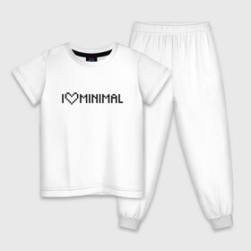 Детская пижама хлопок с принтом I Love Minimal в городе Новоалтайск, 100% хлопок |  брюки и футболка прямого кроя, без карманов, на брюках мягкая резинка на поясе и по низу штанин
 | heart | inscription | minimalism | минимализм | надпись | сердце